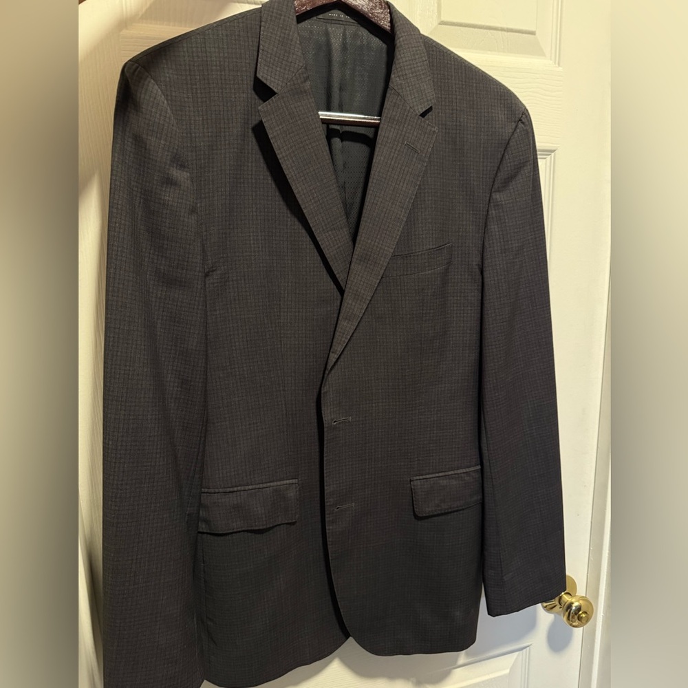 BOSS Hugo Boss Dark Gray Check Suit Jacket Super 120s